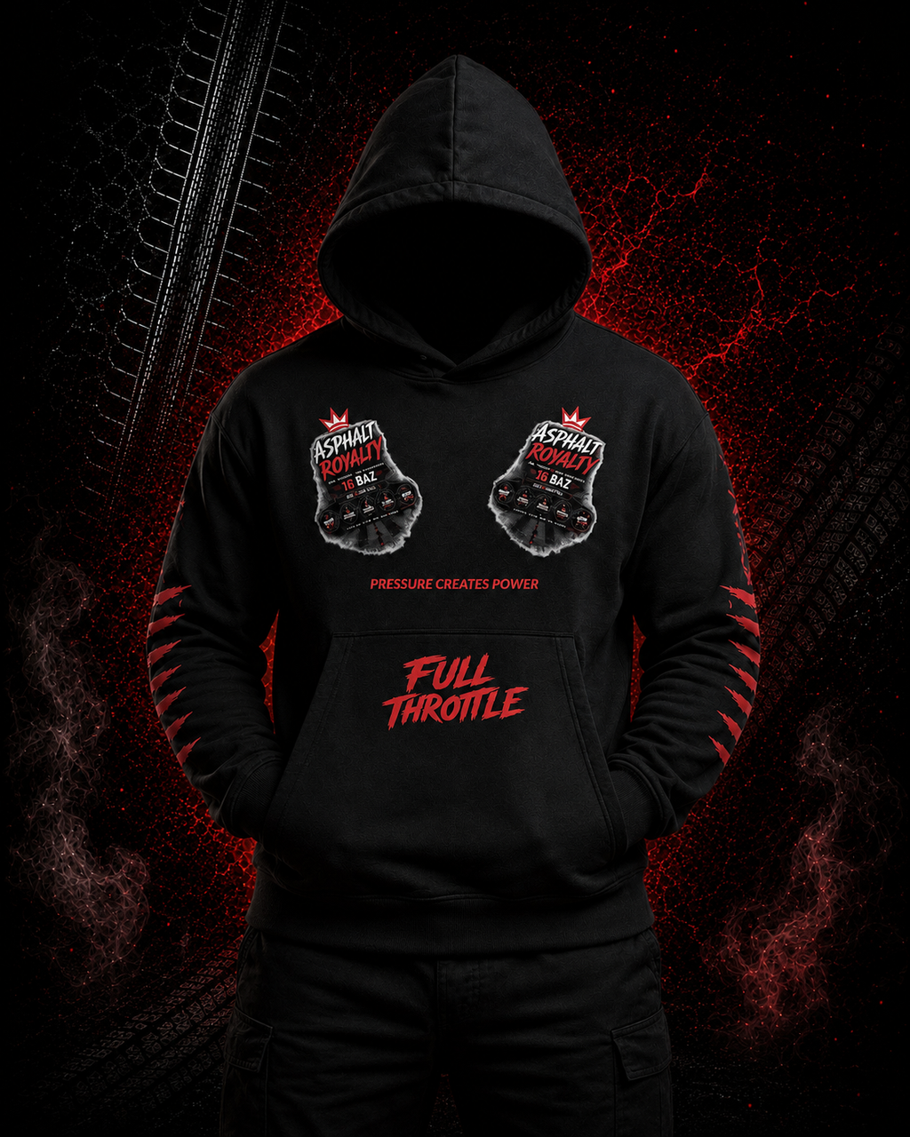 Asphalt Royalty™ | Full Throttle Premium Pullover Hoodie | 16 BAZ Coll